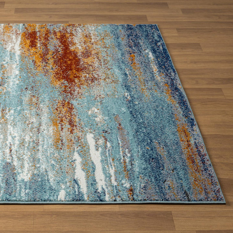 Modern Abstract Multi-Color Synthetic 8' x 10' Area Rug