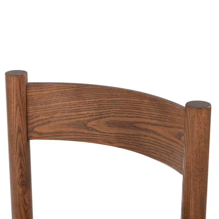Walnut Brown Wood and Leather Counter Stool
