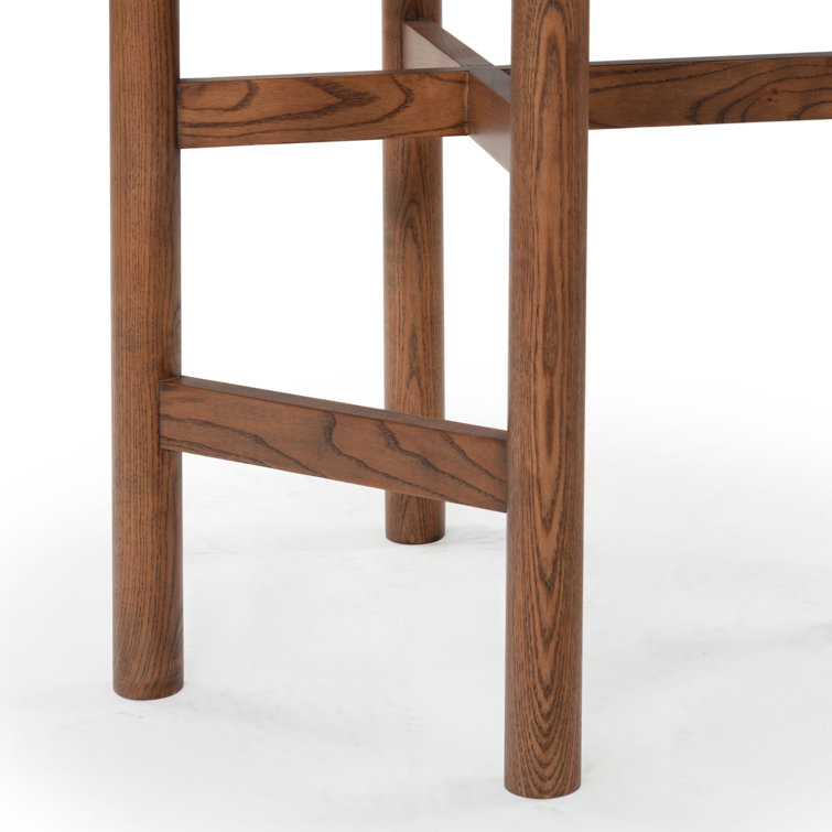 Walnut Brown Wood and Leather Counter Stool