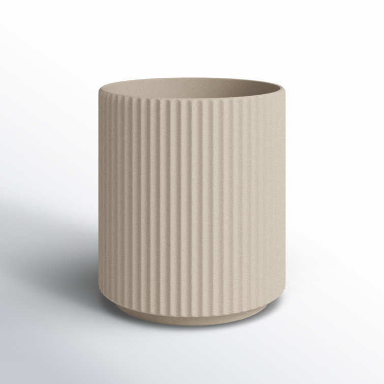 Demi 16" Sandstone Plastic-Stone Round Planter