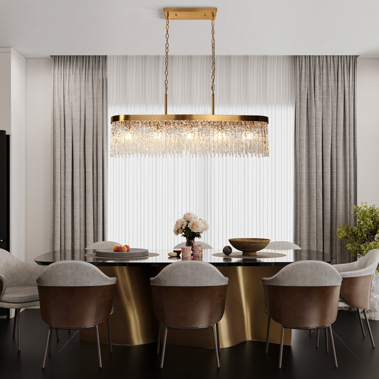 Gold and Clear Glass 5-Light Kitchen Island Chandelier