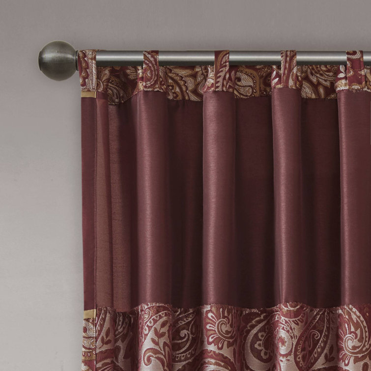 Burgundy Faux Silk Light-Filtering Rod Pocket Curtain Panel Pair