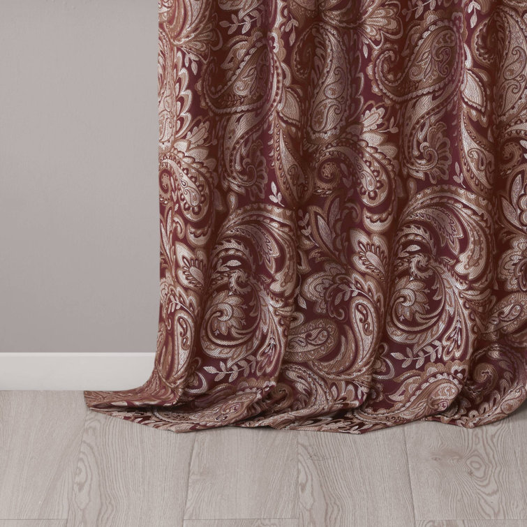 Burgundy Faux Silk Light-Filtering Rod Pocket Curtain Panel Pair