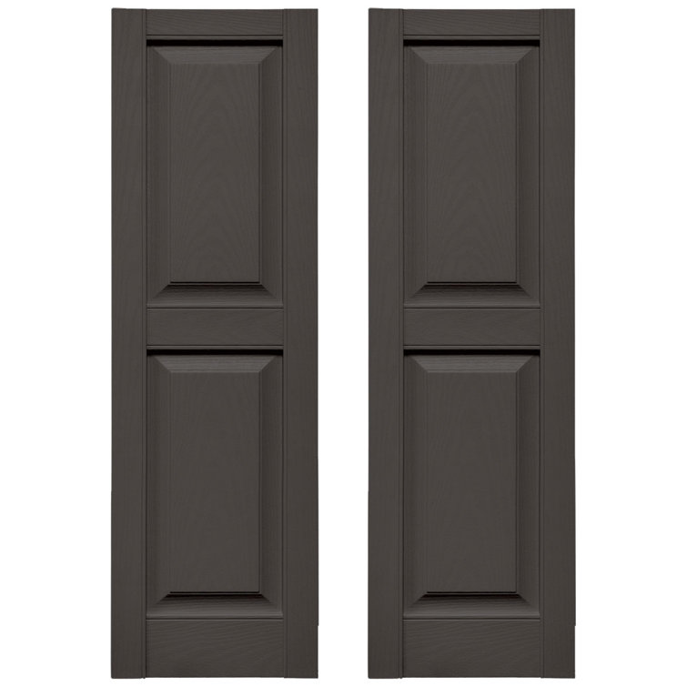 Tuxedo Grey Vinyl Raised Panel Shutters, 12"W x 58"H