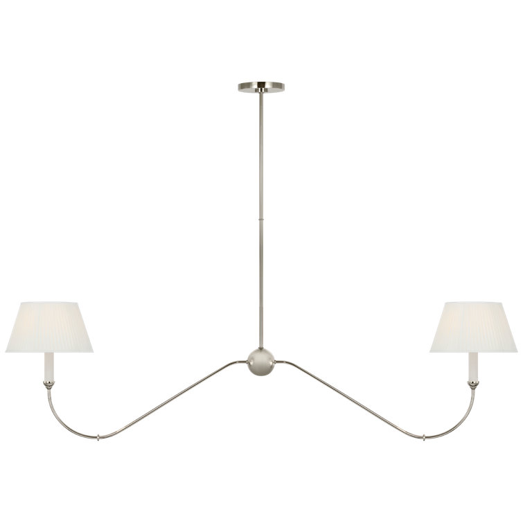 Ingela 65" Polished Nickel Linear Chandelier with Silk Pleat Shades