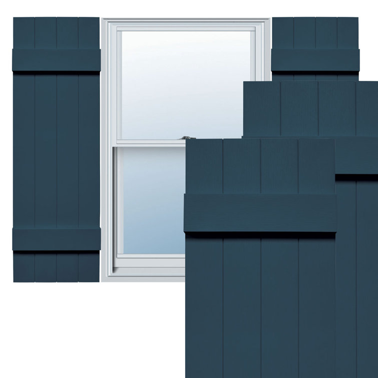Classic Blue Vinyl Board and Batten Shutters, 14" x 47"