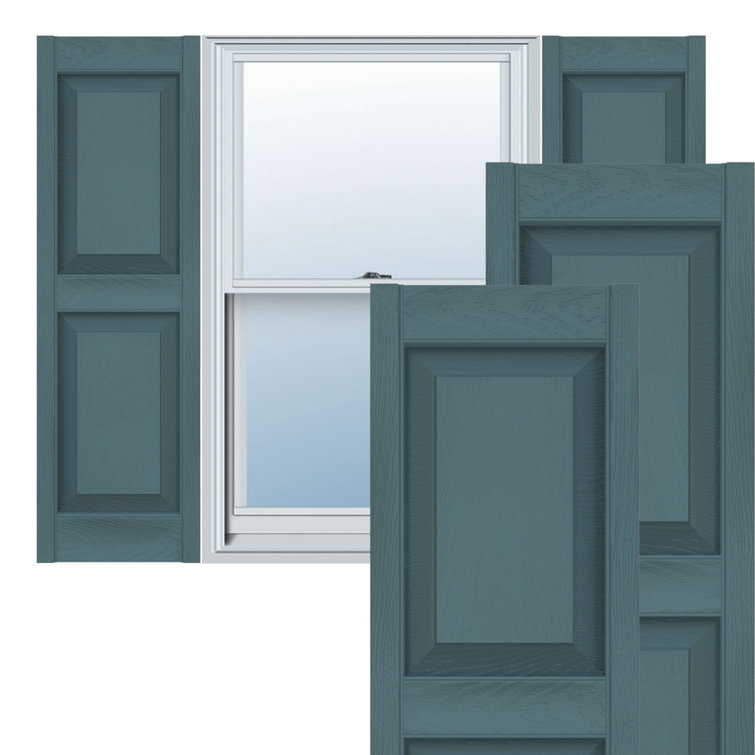 Wedgewood Blue 43" Raised Panel Vinyl Shutters with Installation Kit