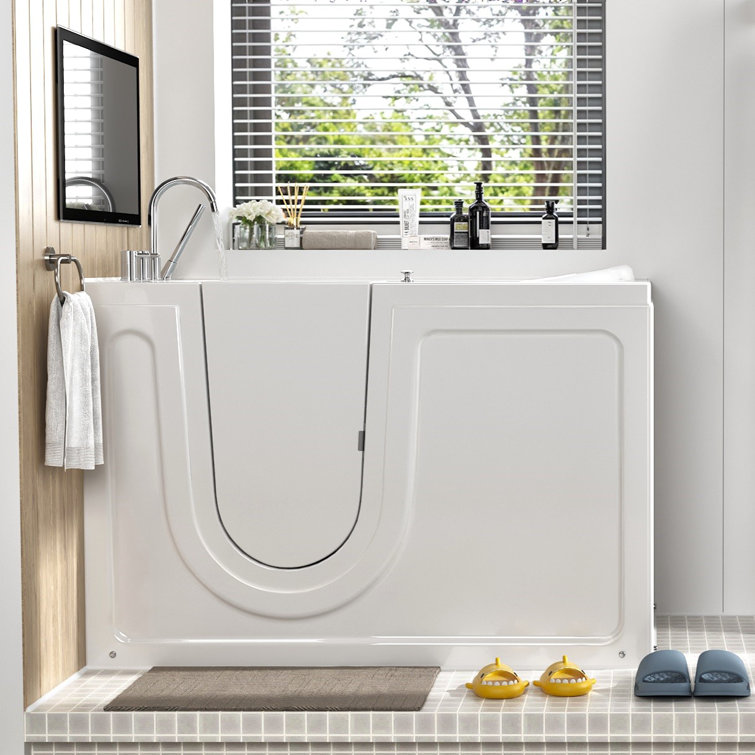 52" White Acrylic Walk-In Bathtub with Inswing Door