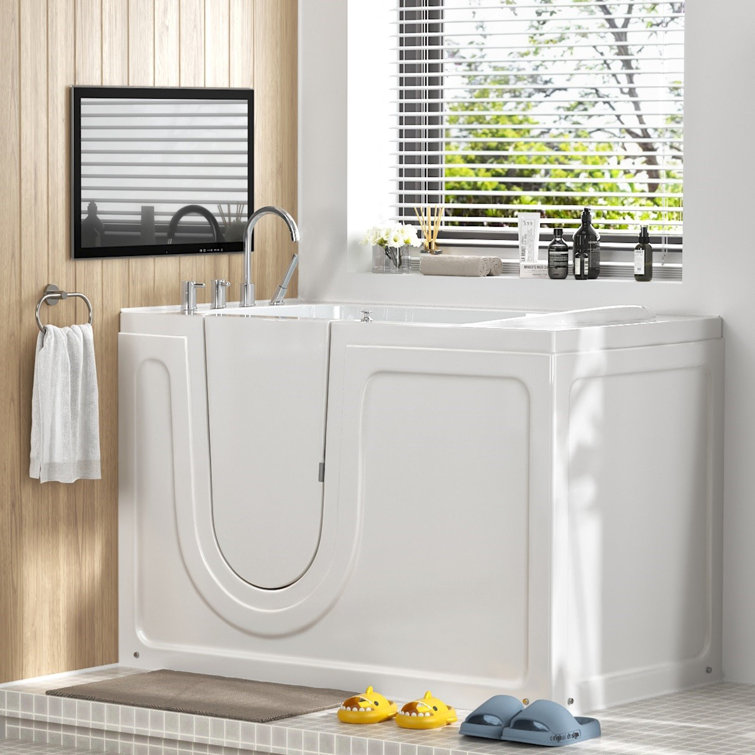 52" White Acrylic Walk-In Bathtub with Inswing Door