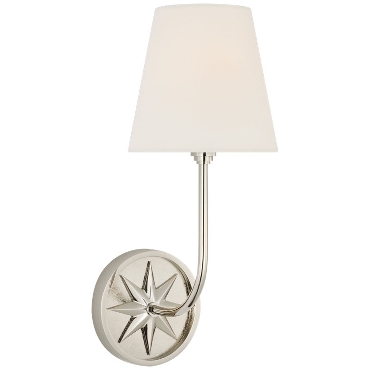 Polaris 15" Polished Nickel Sconce with Linen Shade