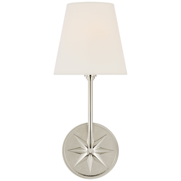 Polaris 15" Polished Nickel Sconce with Linen Shade