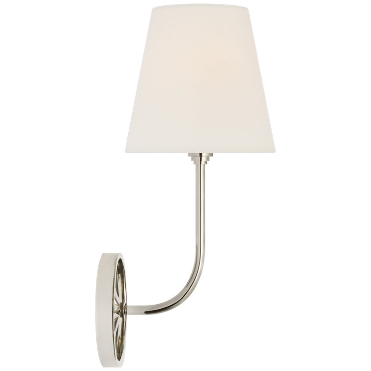 Polaris 15" Polished Nickel Sconce with Linen Shade
