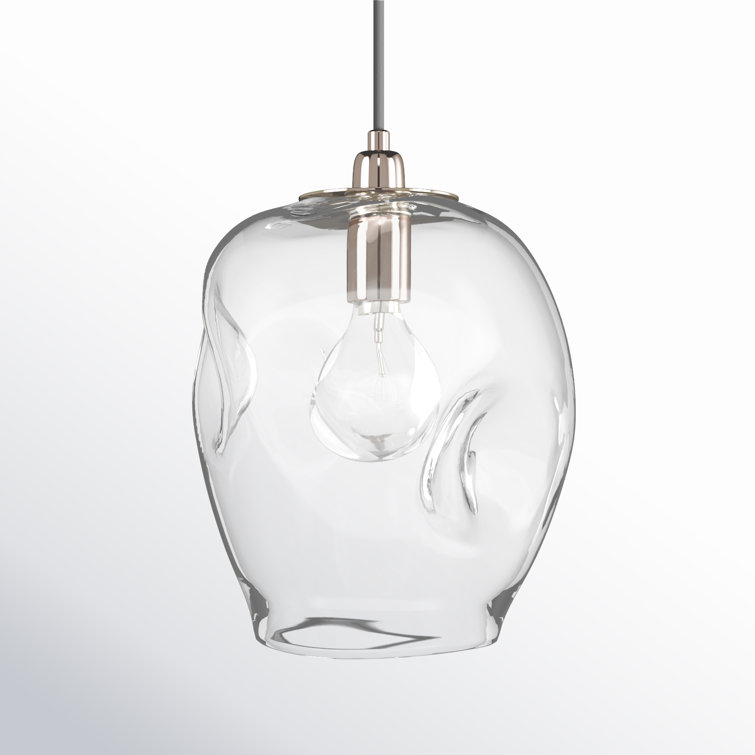 Clear Glass Nickel 1-Light Pendant with Adjustable Cord