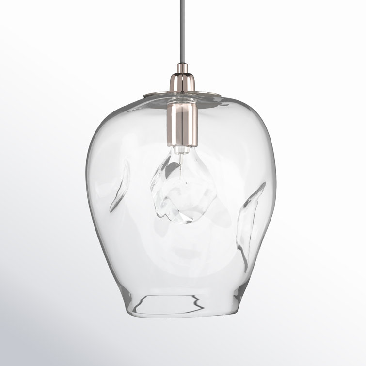 Clear Glass Nickel 1-Light Pendant with Adjustable Cord