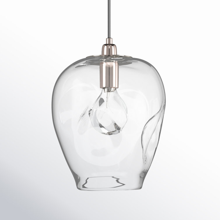 Clear Glass Nickel 1-Light Pendant with Adjustable Cord