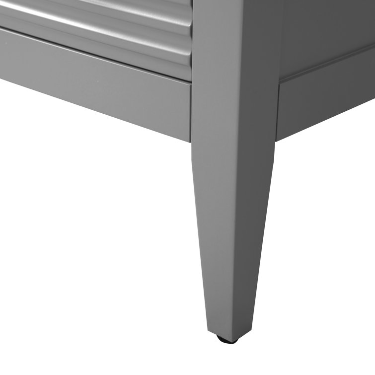 60" Linear Gray Freestanding Bathroom Vanity with Gold Hardware and Marble Top