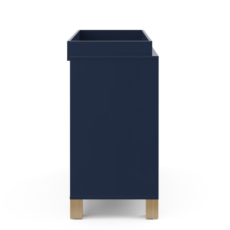 Midnight Blue and Driftwood 3-Drawer Nursery Dresser with Removable Topper