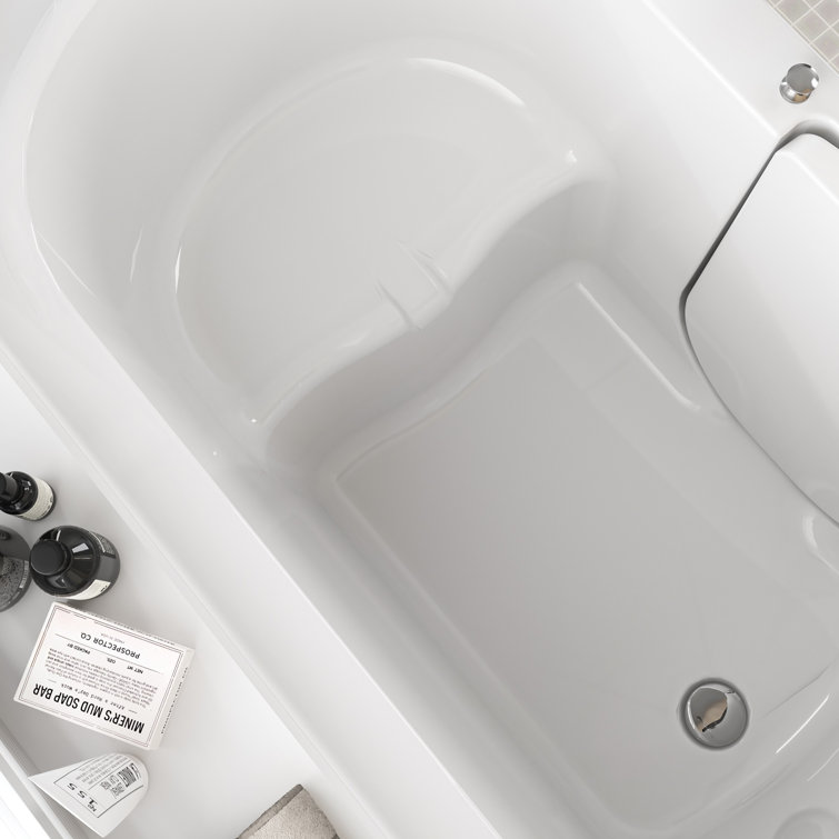 52" White Acrylic Walk-In Bathtub with Inswing Door