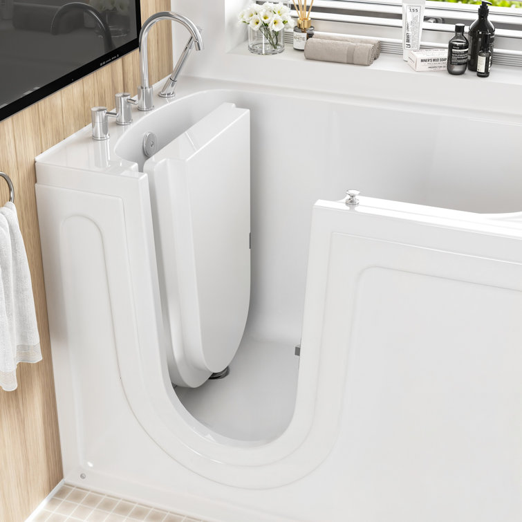 52" White Acrylic Walk-In Bathtub with Inswing Door