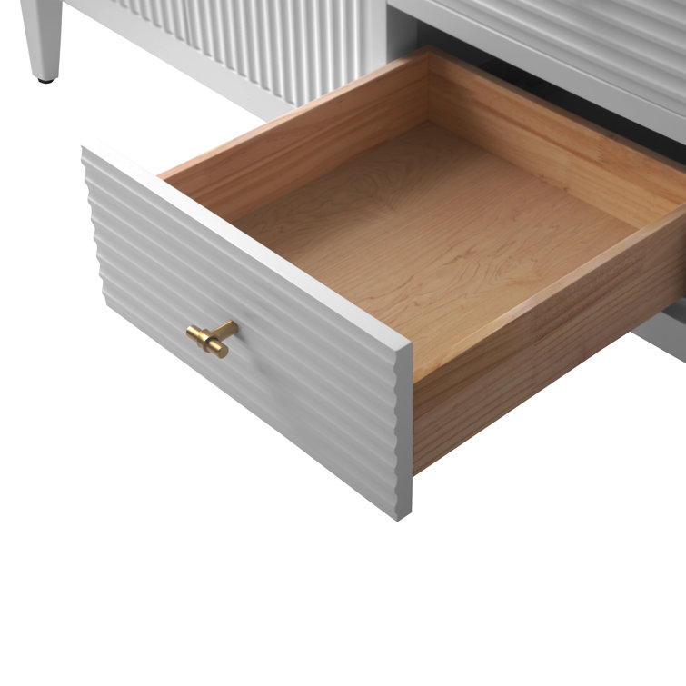 72" Linear White Double Sink Vanity with Golden Brushed Hardware