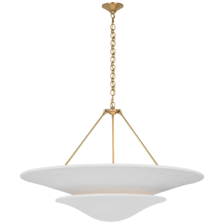 Mollino 40" Antique Brass Chandelier with Plaster White Shade