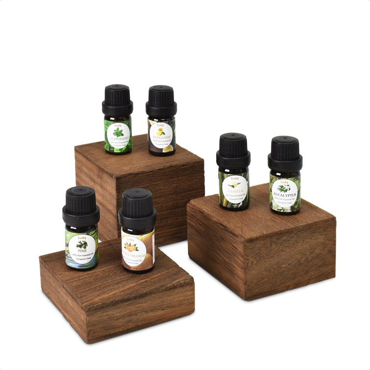 Brown Wooden 3-Piece Square Display Risers for Countertop