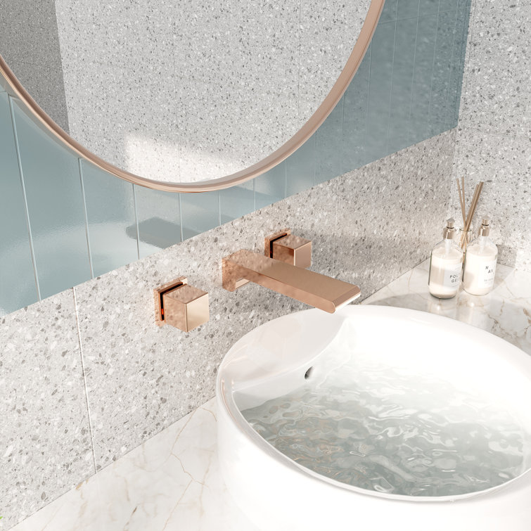 Champagne Bronze Wall-Mounted Double Handle Bathroom Faucet