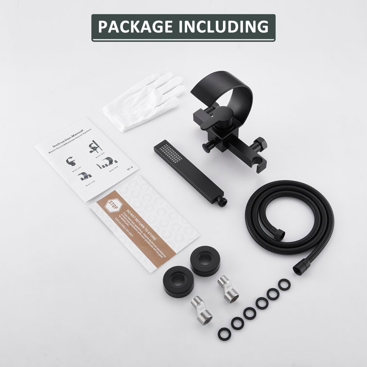 Black Brass Wall-Mount Tub Kit with Handheld Shower