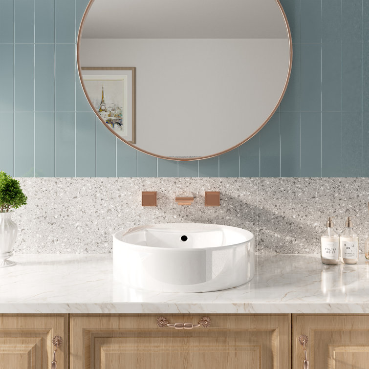 Champagne Bronze Wall-Mounted Double Handle Bathroom Faucet