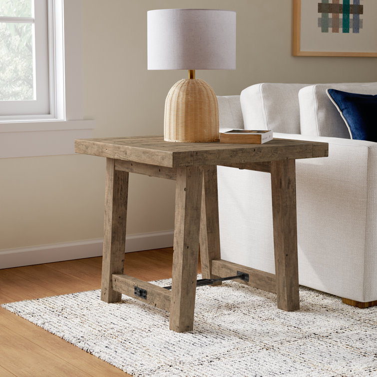 Tuscany Reclaimed Pine and Metal 26" Square End Table - Weathered Taupe