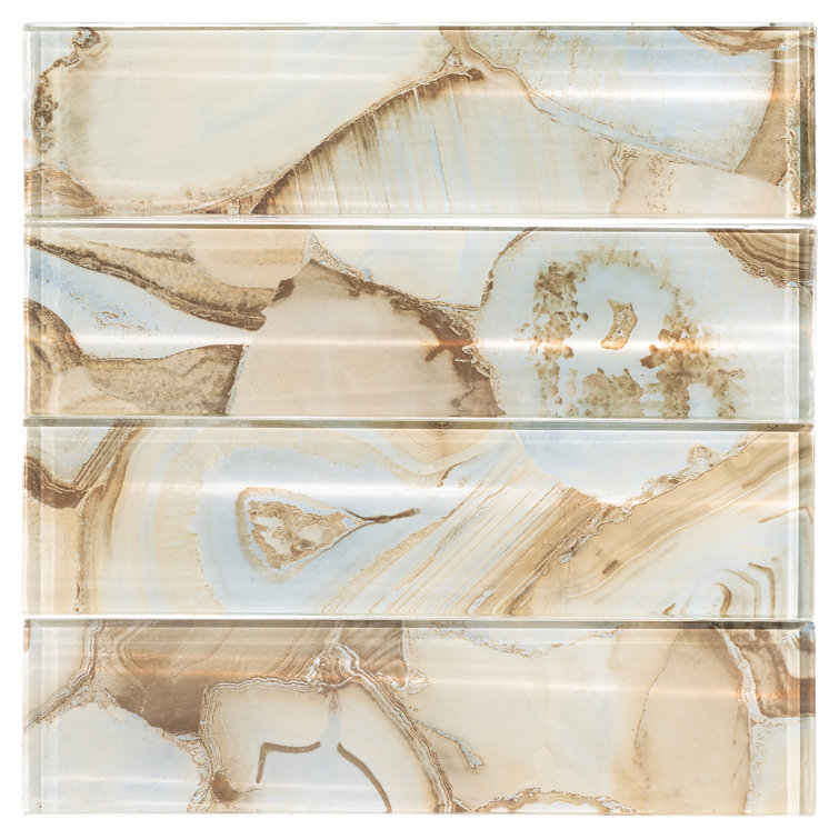 Myst 3" x 12" Polished Beige Glass Subway Tile