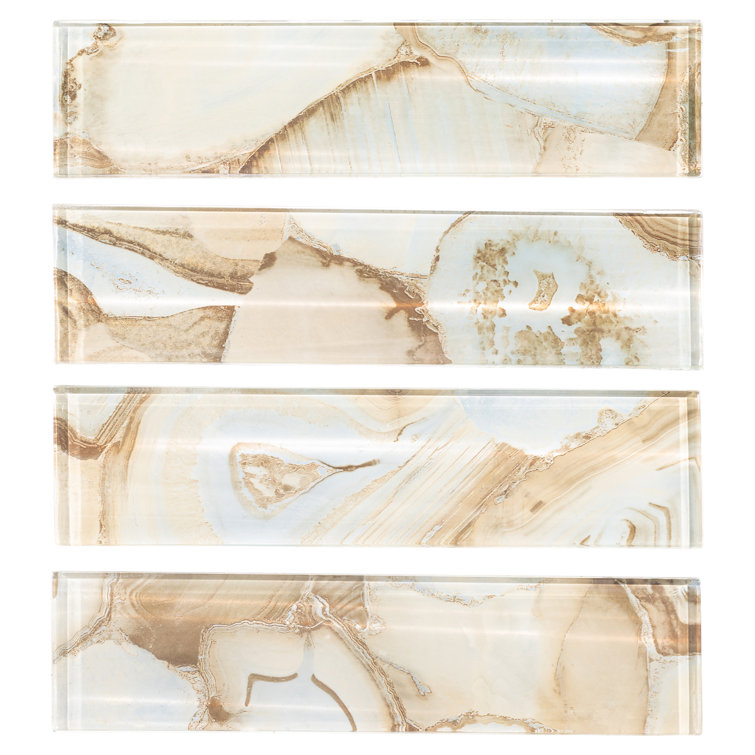 Myst 3" x 12" Polished Beige Glass Subway Tile