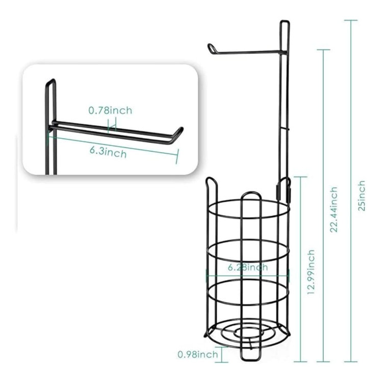 Matte Black Steel Freestanding Toilet Paper Holder with 4 Roll Capacity