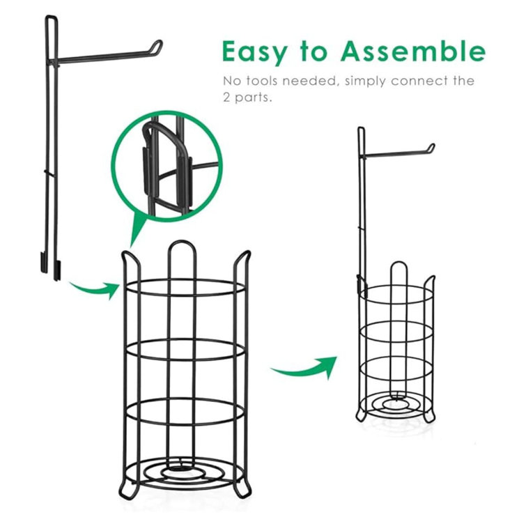 Matte Black Steel Freestanding Toilet Paper Holder with 4 Roll Capacity