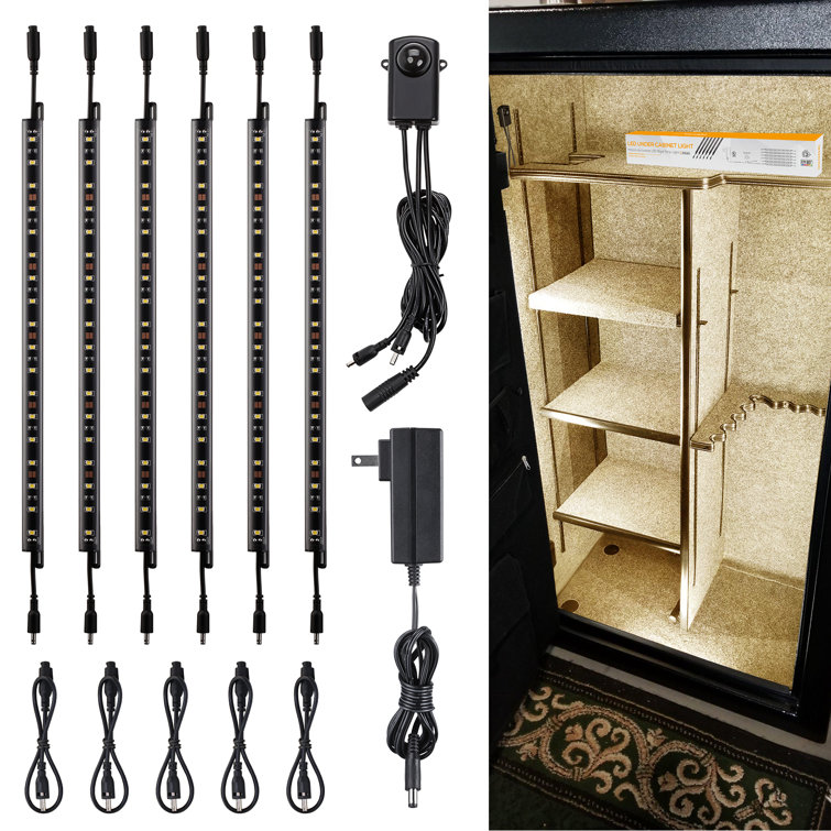 TORCHSTAR F-16116 LED Safe Lighting Kit, 12 Inch Linkable Light Bars (6) + Motion Sensor + UL Power Adapter