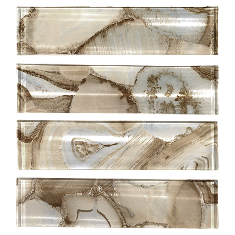 Myst 3" x 12" Polished Beige Glass Subway Tile