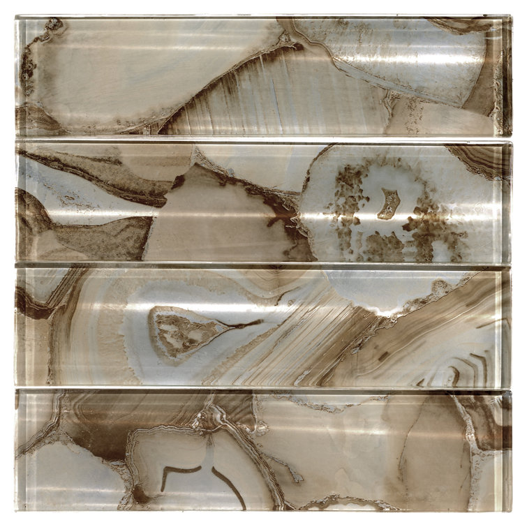 Myst 3" x 12" Polished Beige Glass Subway Tile