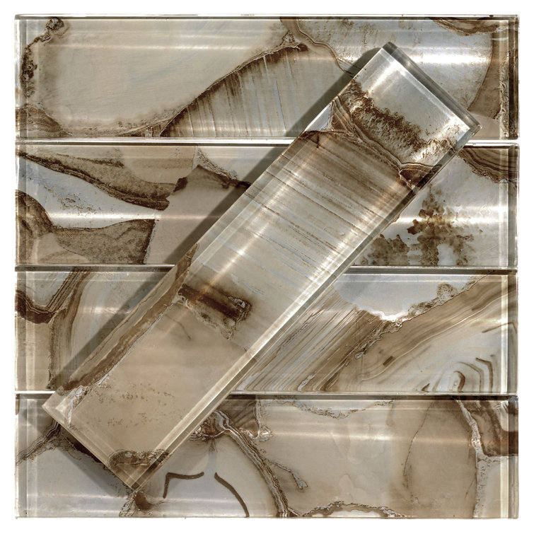 Myst 3" x 12" Polished Beige Glass Subway Tile