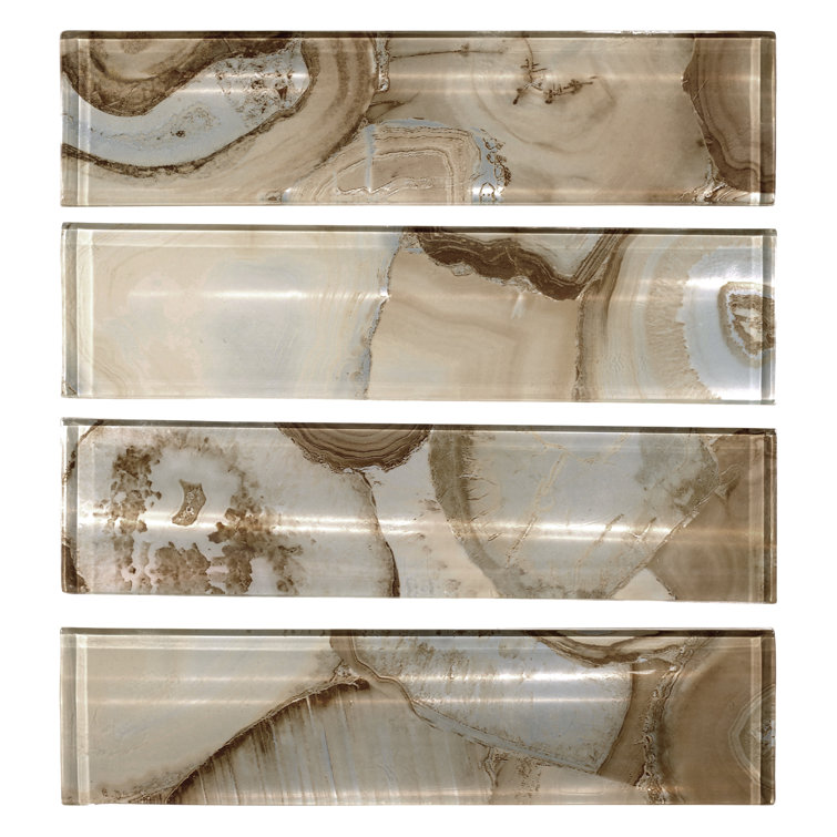 Myst 3" x 12" Polished Beige Glass Subway Tile