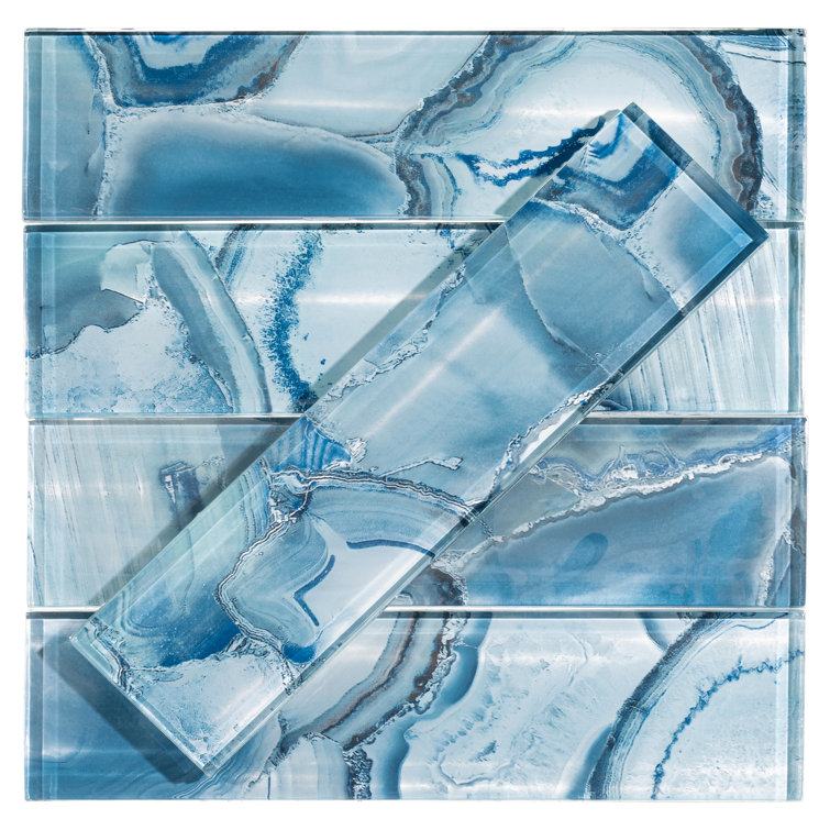 Myst 3" x 12" Polished Blue Glass Subway Wall Tile