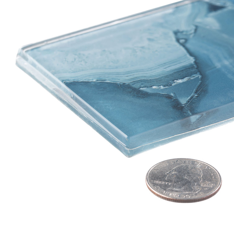 Myst 3" x 12" Polished Blue Glass Subway Wall Tile