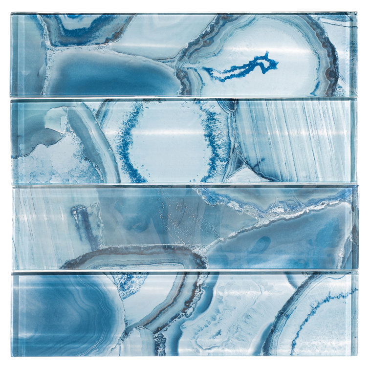 Myst 3" x 12" Polished Blue Glass Subway Wall Tile