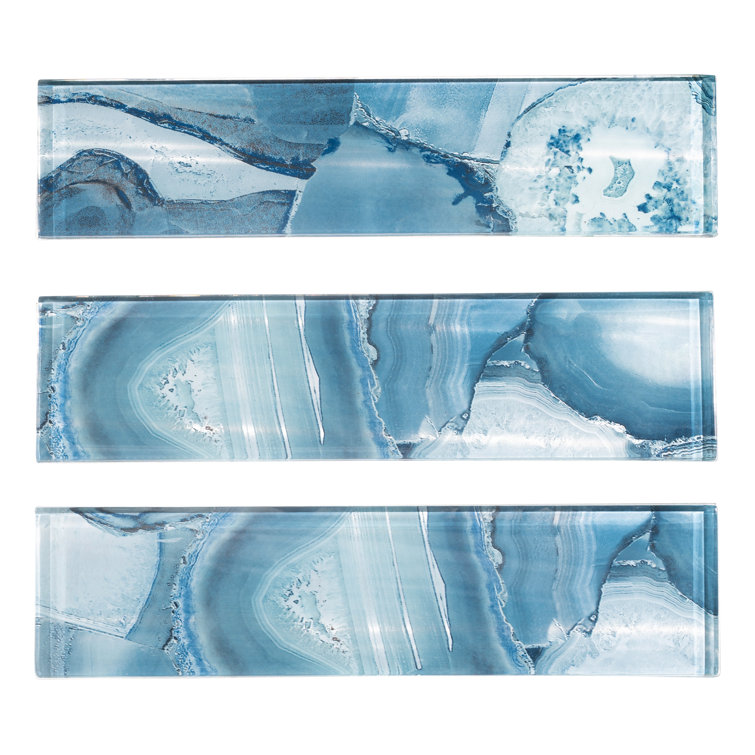 Myst 3" x 12" Polished Blue Glass Subway Wall Tile