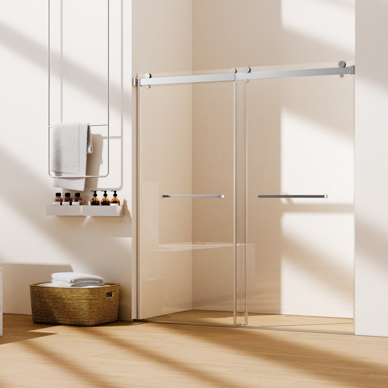 68-72 Inch Frameless Chrome Double Sliding Shower Door
