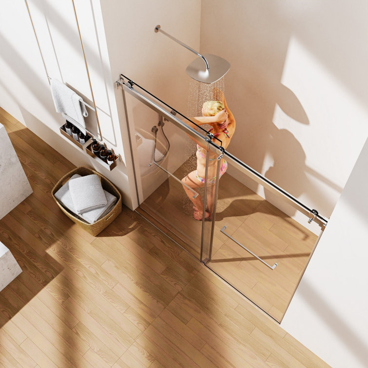 68-72 Inch Frameless Chrome Double Sliding Shower Door