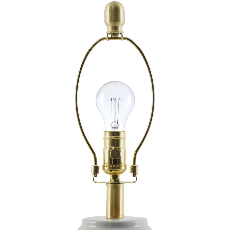 Edison Pale Blue Ceramic Table Lamp with Beige Linen Shade