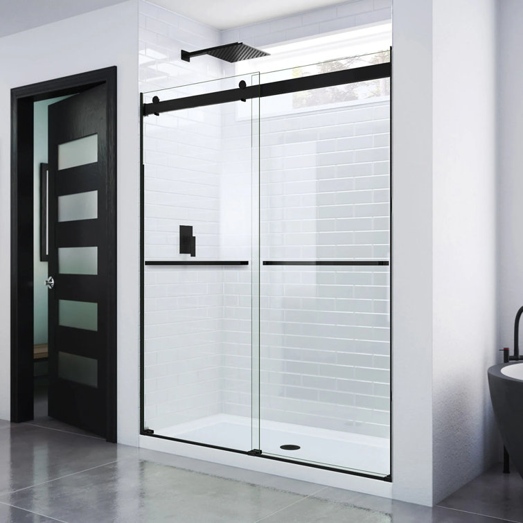 Essence 56-60" Matte Black Frameless Sliding Shower Door
