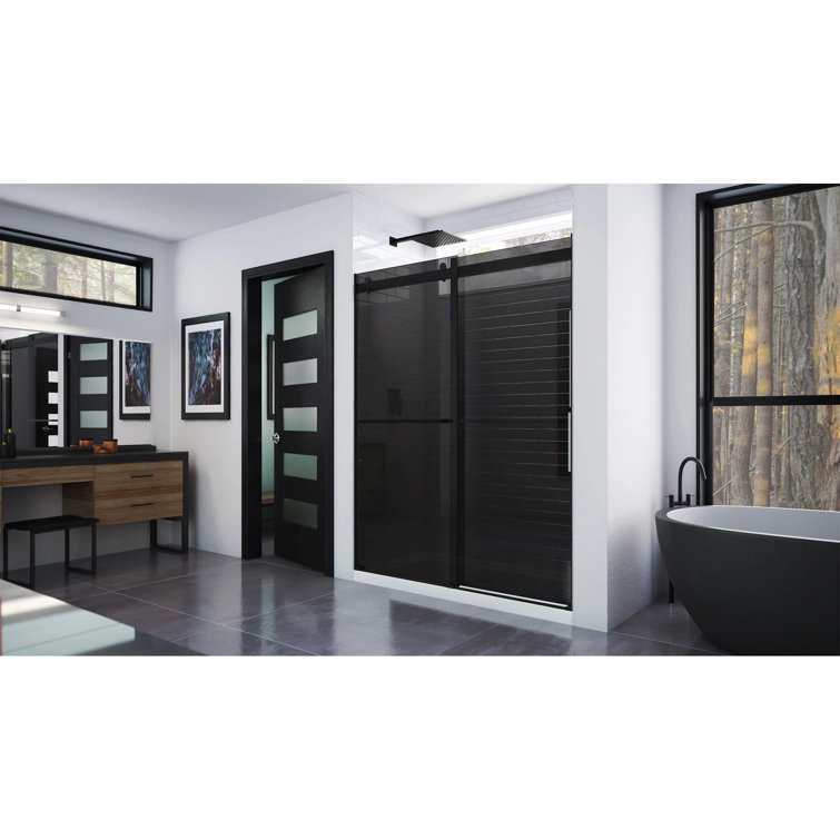 Essence 56-60" Matte Black Frameless Sliding Shower Door