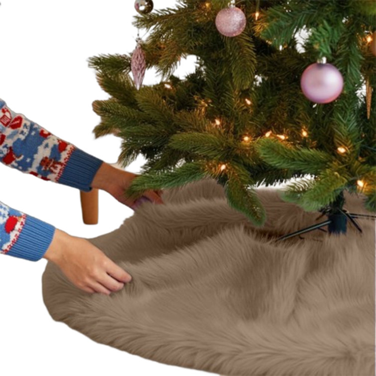 Beige Faux Fur 36" Christmas Tree Skirt