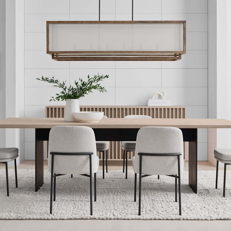 Weathered Oak Wood and White Linen 6-Light Linear Pendant